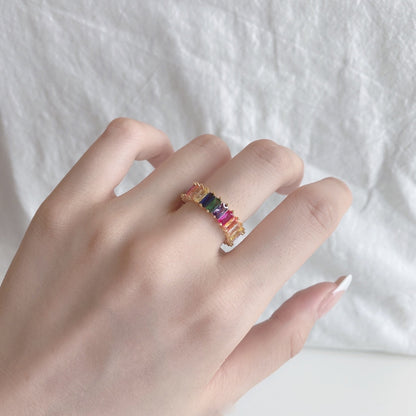 [Clover Jewels]Unique Colorful Radiant Cut RIng