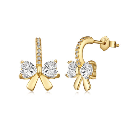 [Clover Jewels]Exquisite Earrings With Heart-Shaped Bow Design