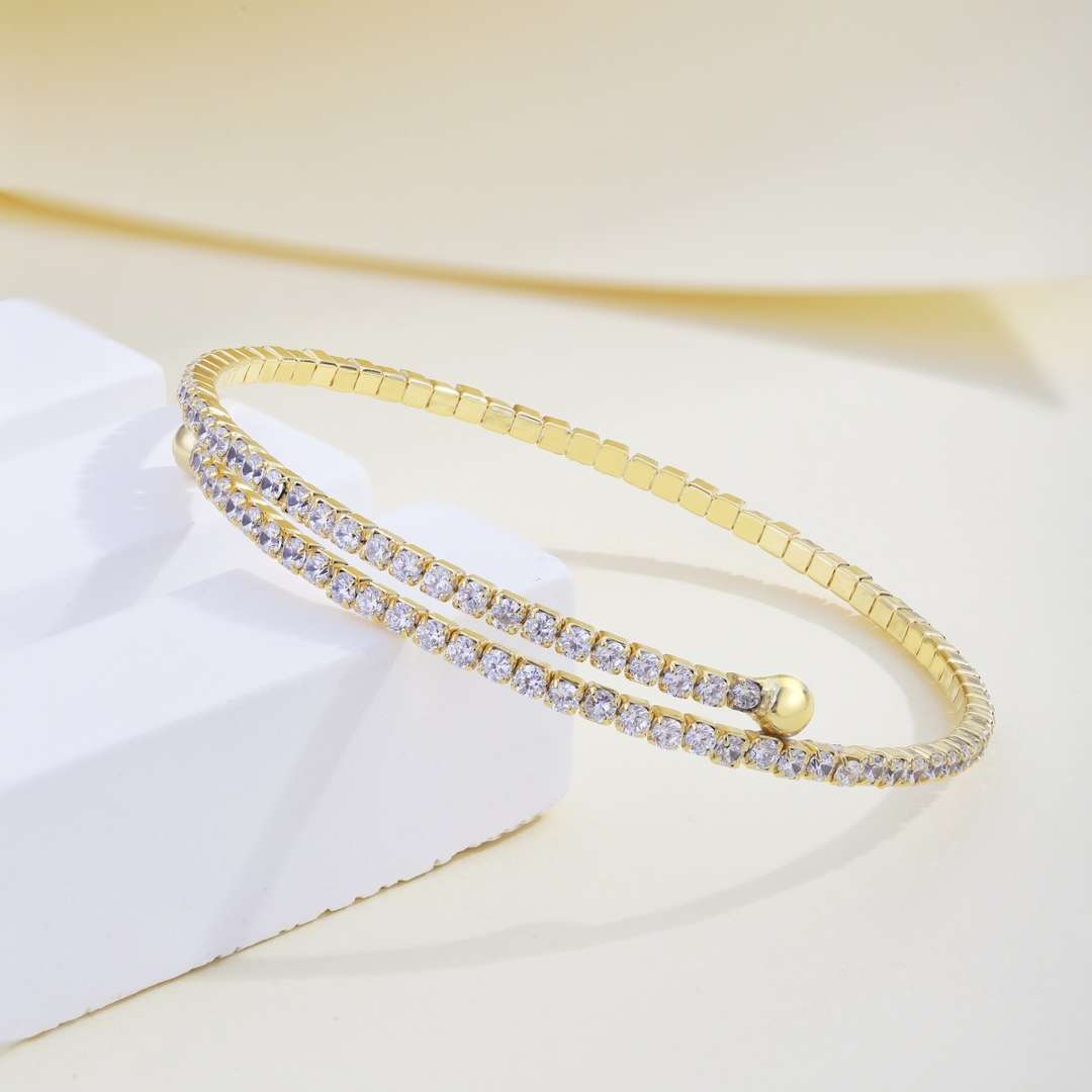 [Clover Jewels]Row of Diamonds Round Fashion Bracelet