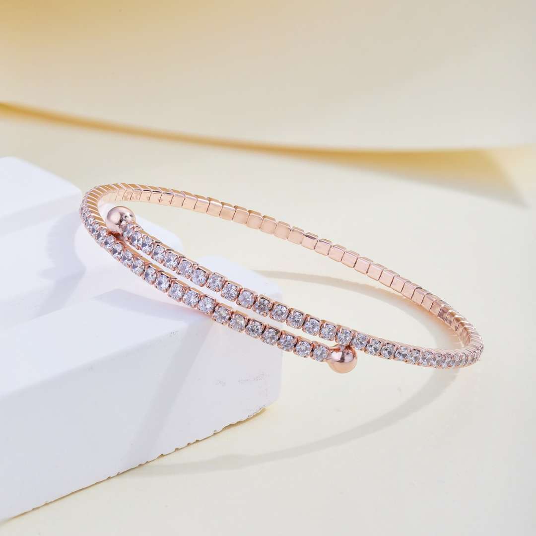 [Clover Jewels]Row of Diamonds Round Fashion Bracelet