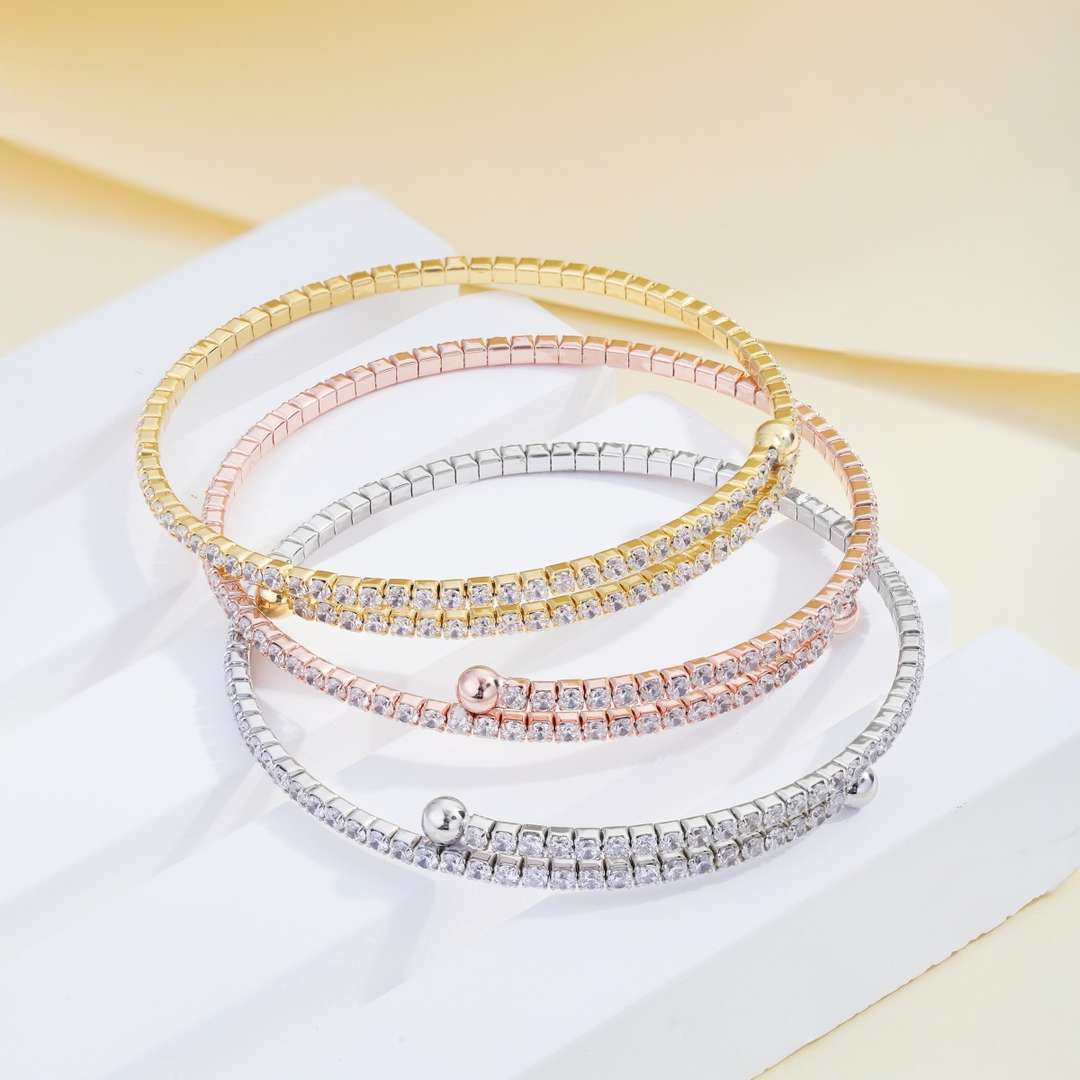 [Clover Jewels]Row of Diamonds Round Fashion Bracelet