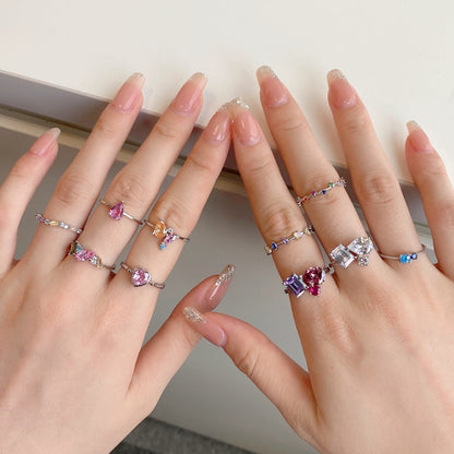 [Clover Jewels]Radiant Colorful Round Cut Daily Ring