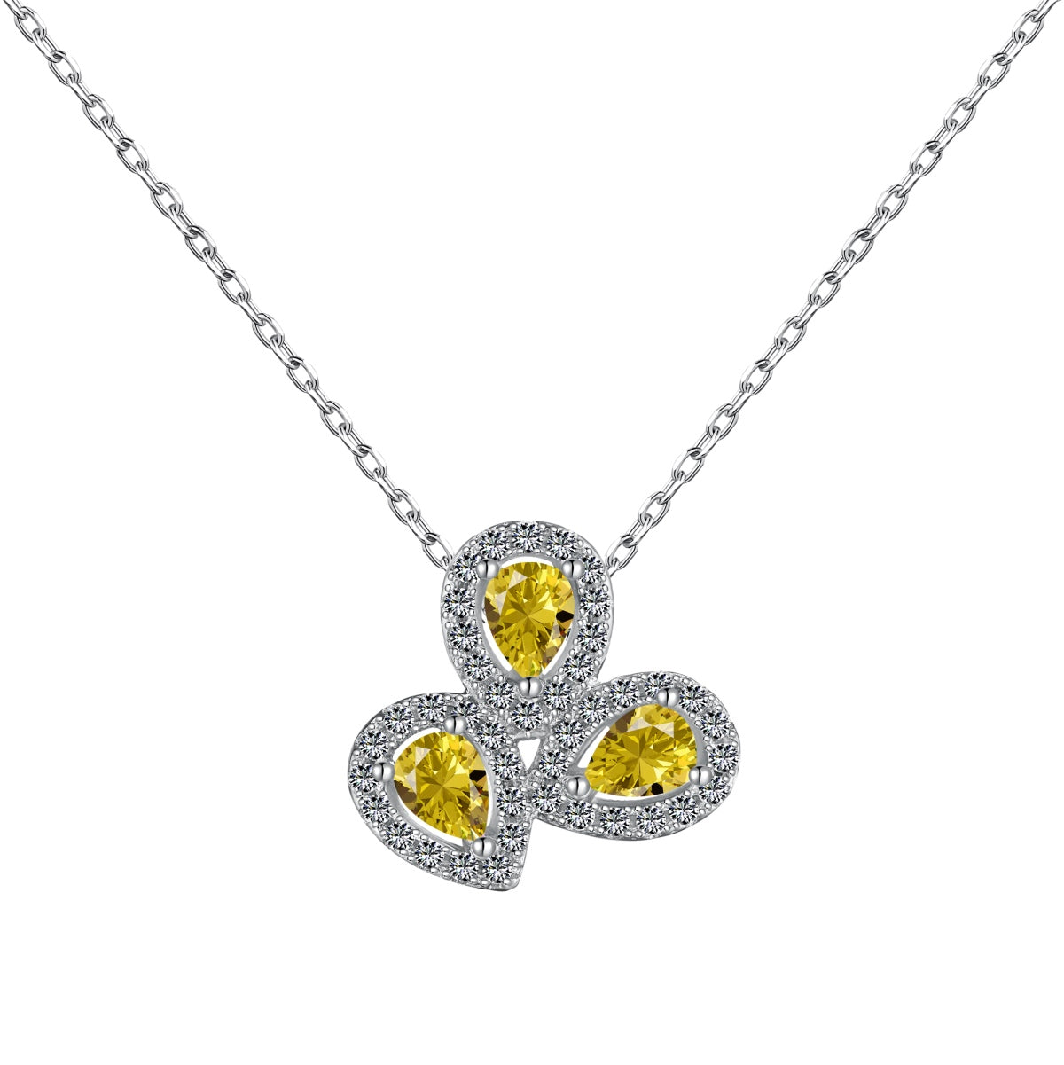 [Clover Jewels]Elegant Flower Shape Pear Cut Necklace