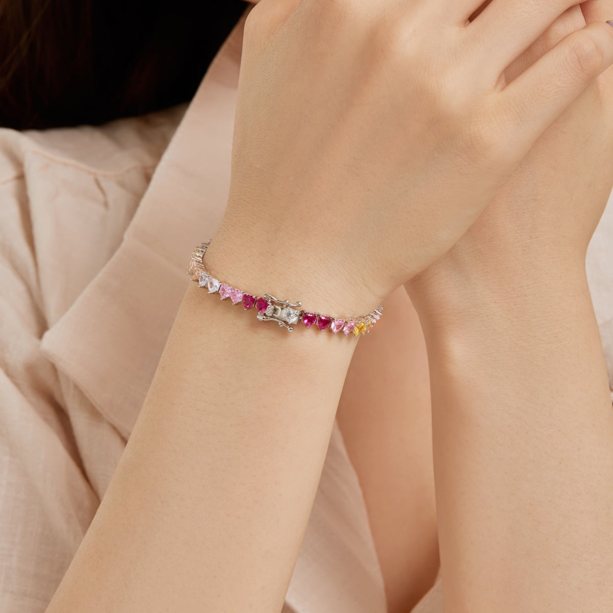 [Clover Jewels]Luxurious Colorful Romantic Heart Shape Lover Bracelet