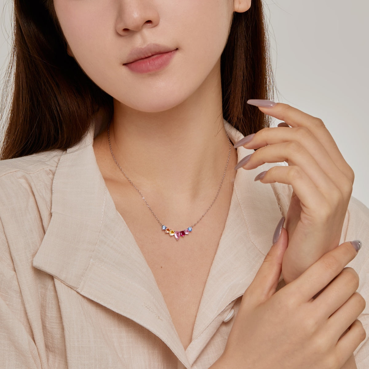 [Clover Jewels]Dainty Colorful Heart Necklace