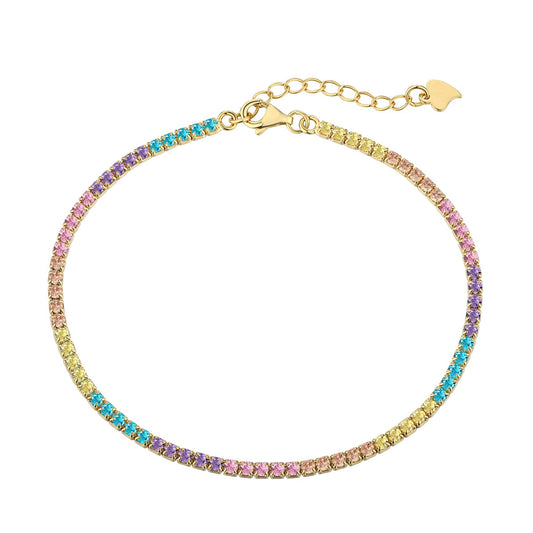 [Clover Jewels]Dazzling Colorful Round Cut Daily Bracelet