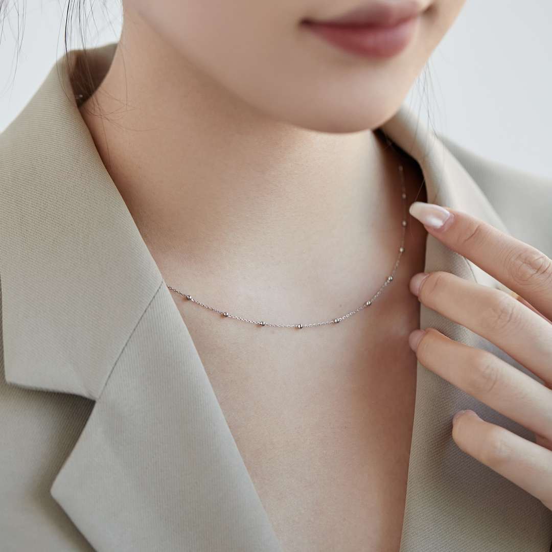 [Clover Jewels]Small Bead Clavicle Chain Simple Necklace