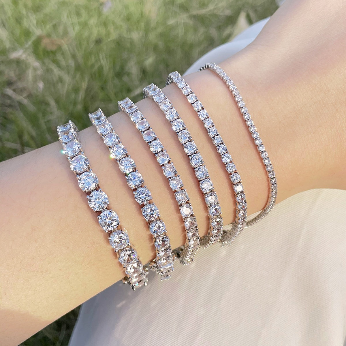 [Clover Jewels]Luxurious Ornate Round Cut Tennis Bracelet