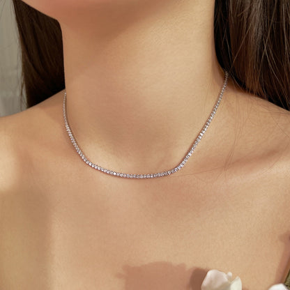 [Clover Jewels]Delicate Round Shape Tennis Necklace