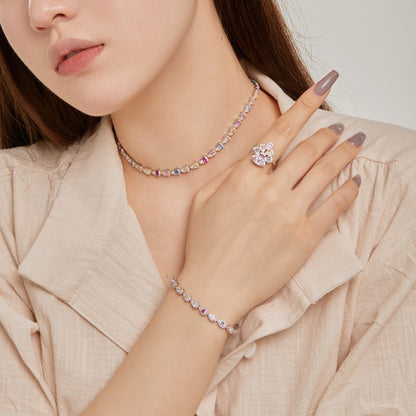 [Clover Jewels]Sparkling Colorful Water Drop Shape Daily Ring