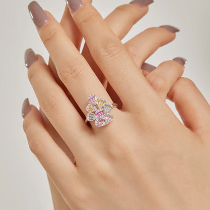 [Clover Jewels]Sparkling Colorful Water Drop Shape Daily Ring