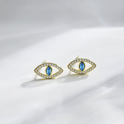 [Clover Jewels]Blue Devil Eyes Hollow Stud Earrings