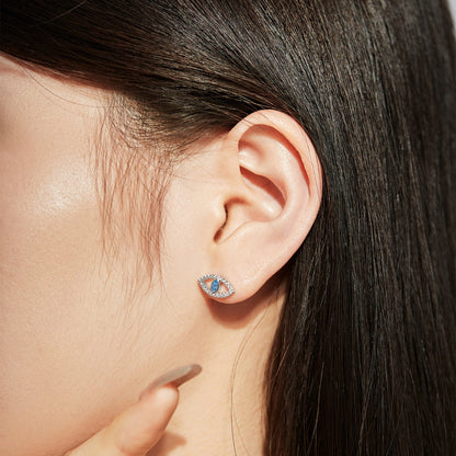 [Clover Jewels]Blue Devil Eyes Hollow Stud Earrings