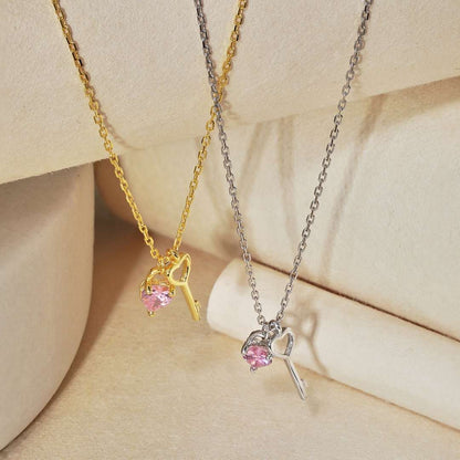 [Clover Jewels]Unique Heart Shape Key Pendent Necklace