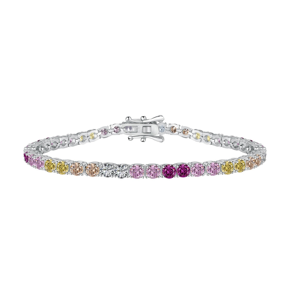 [Clover Jewels]Radiant Colorful Round Cut Tennis Bracelet