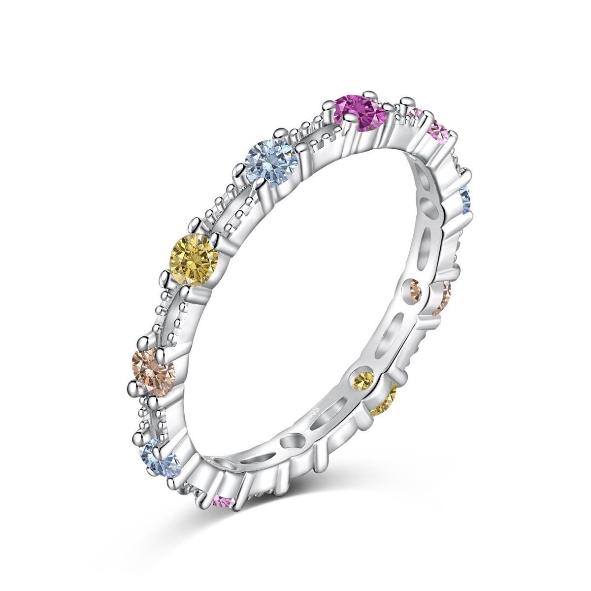 [Clover Jewels]Sparkling Colorful Round Cut Tennis Ring