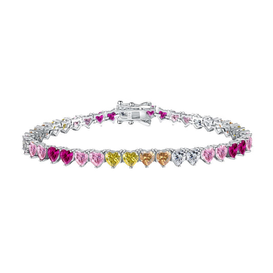 [Jesse Jewelry]Luxurious Colorful Romantic Heart Shape Lover Bracelet