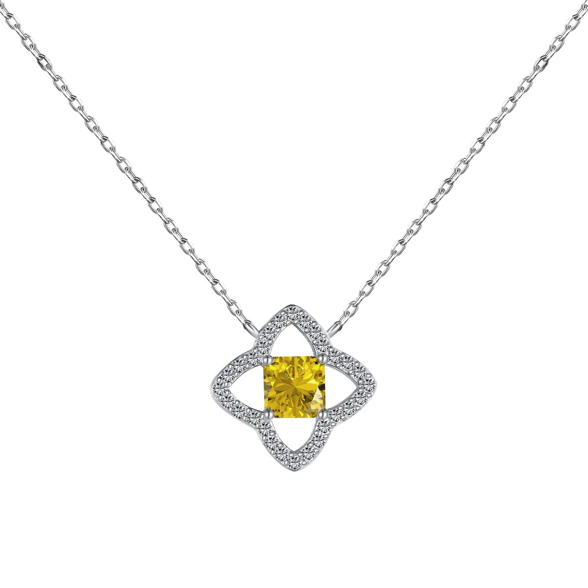 [Clover Jewels]Exquisite Flower Shape Princess Cut Necklace