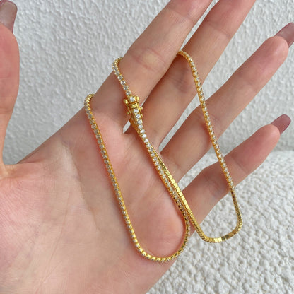 [Clover Jewels]Delicate Round Shape Tennis Necklace