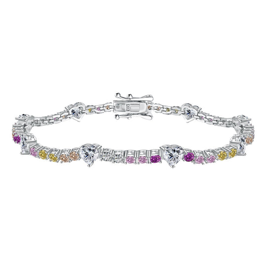 [Jesse Jewelry]Romantic Heart Shape Round Cut Lover Bracelet