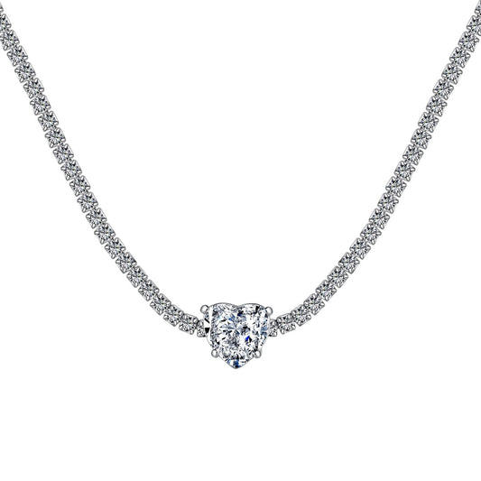[Jesse Jewelry]2.0 Carat Sparkling Tennis Heart Cut Necklace