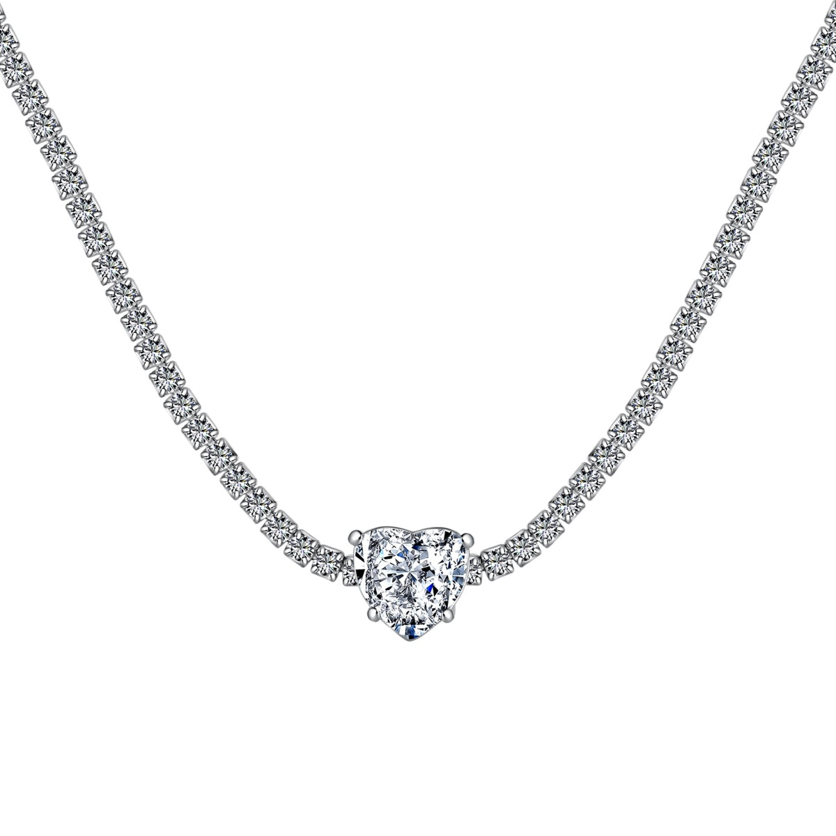 [Clover Jewels]2.0 Carat Sparkling Tennis Heart Cut Necklace