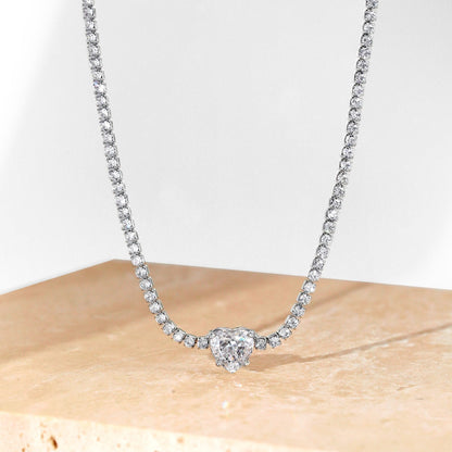 [Clover Jewels]2.0 Carat Sparkling Tennis Heart Cut Necklace