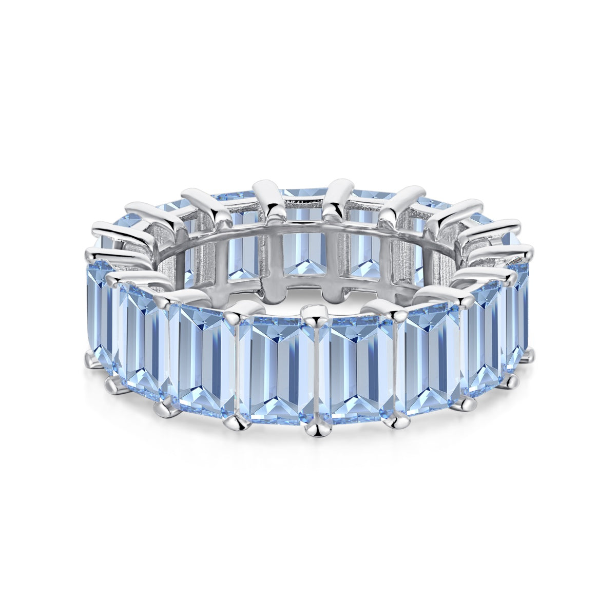 [Clover Jewels]0.75 Carat Elegant Emerald Cut Tennis Ring