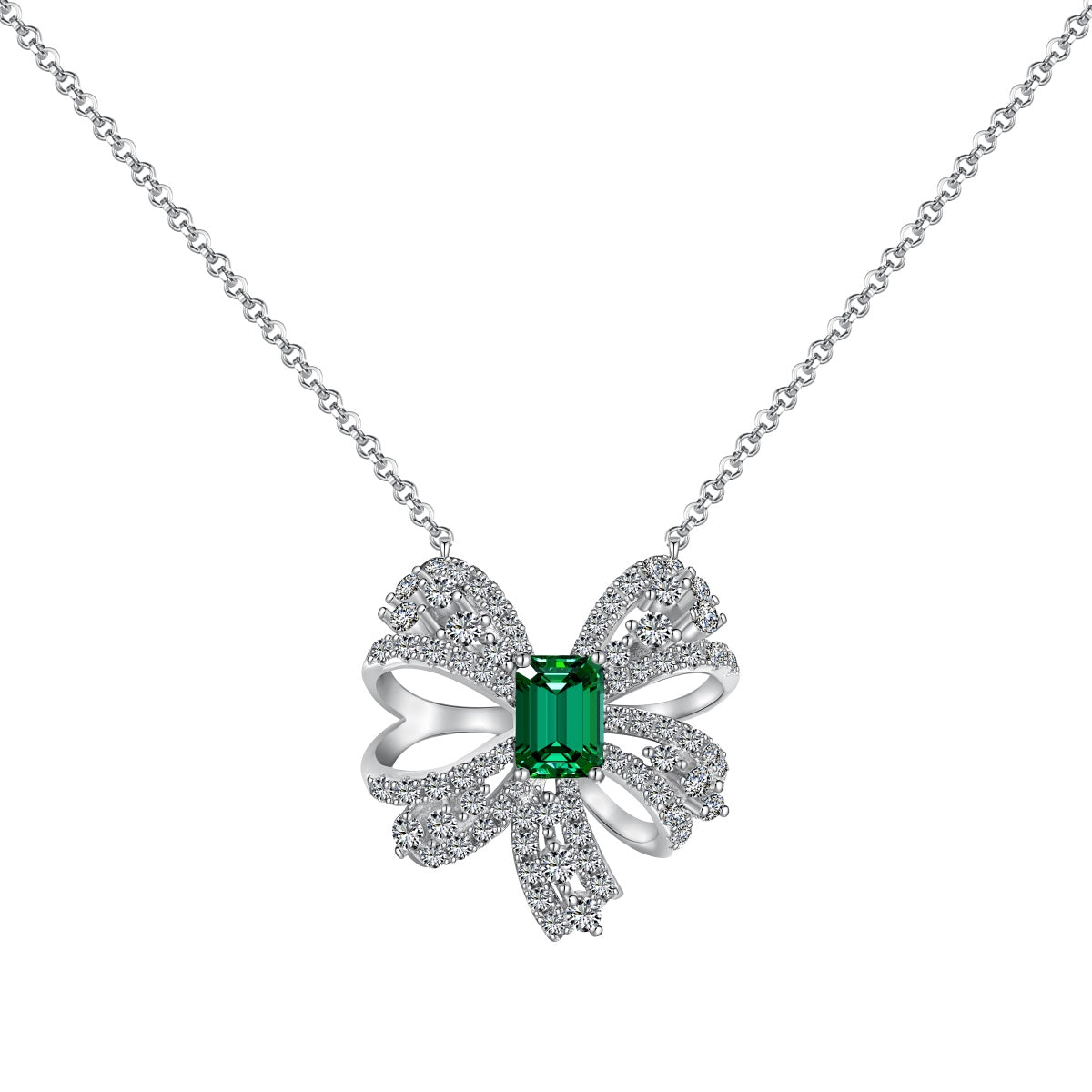 [Clover Jewels]Luxurious Flower Shape Emerald Cut Necklace