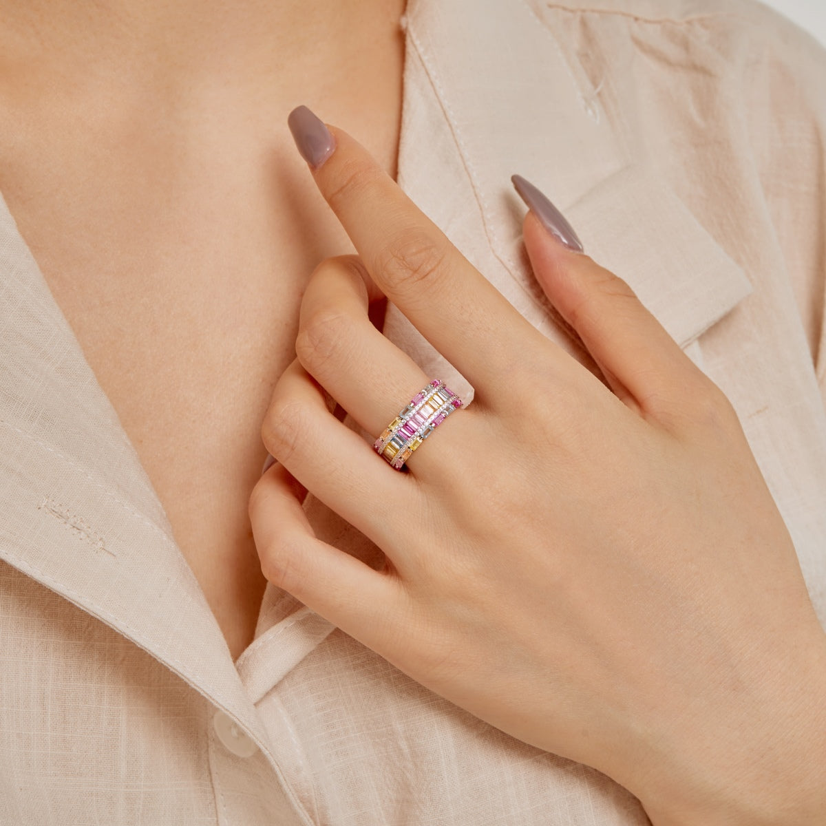 [Clover Jewels]Dazzling Colorful Radiant Cut Party Ring