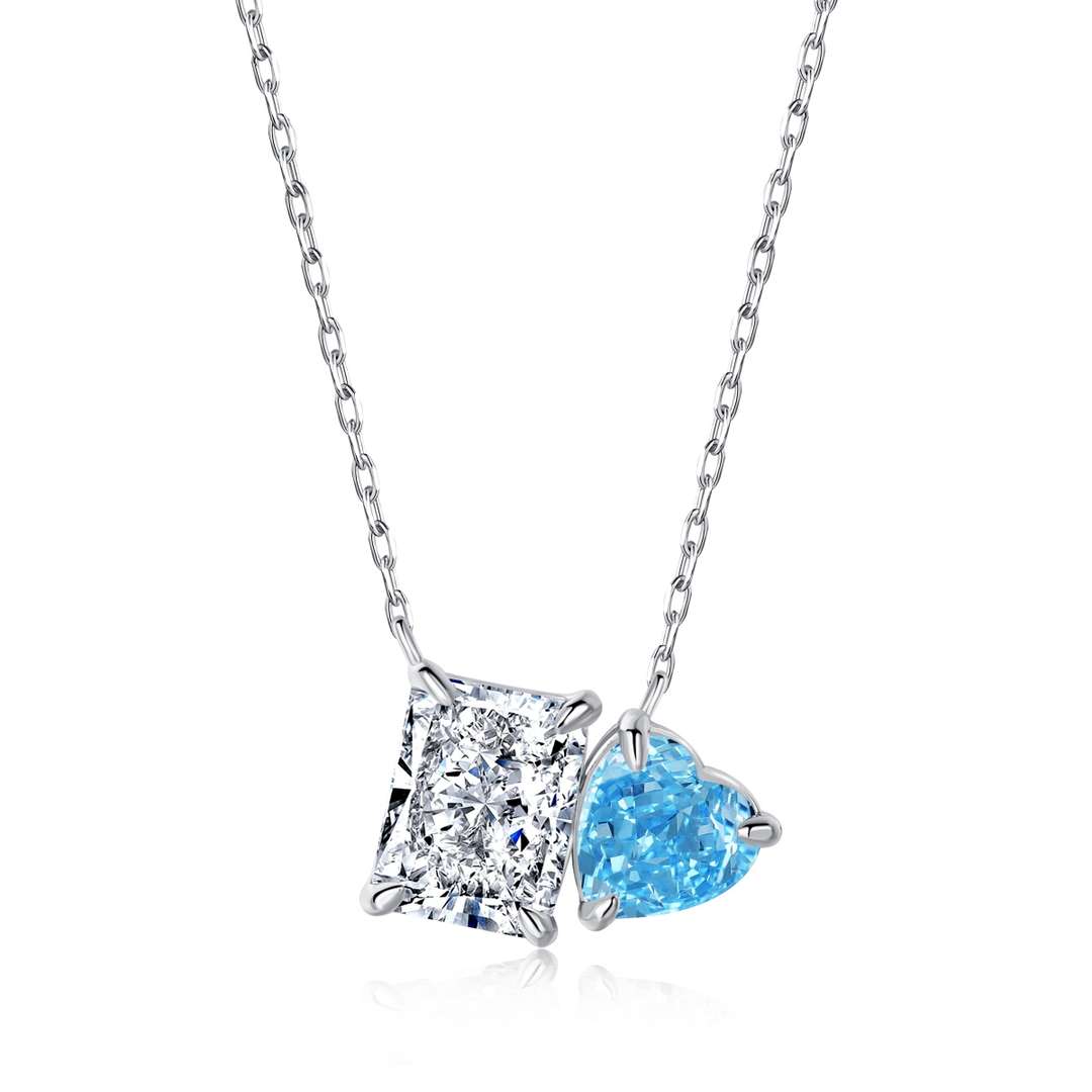 [Clover Jewels]Dazzling Square & Heart Shape Necklace