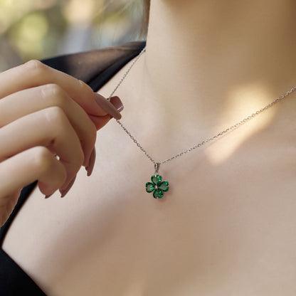 [Clover Jewels]Heart-Shaped Four-Leaf Clover Bead Necklace