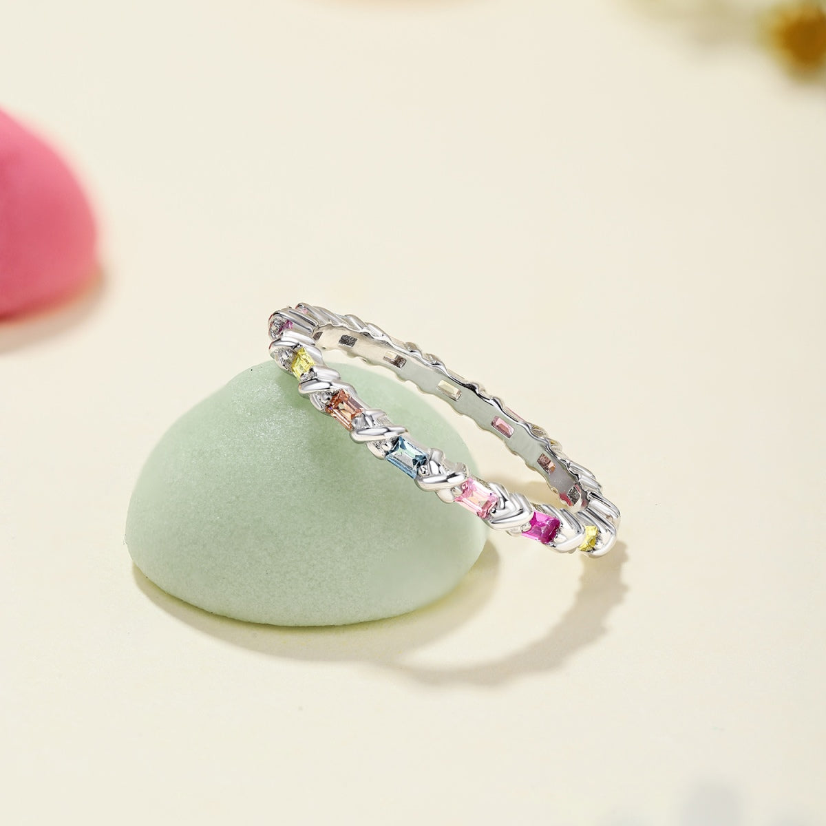 [Clover Jewels]Charming Colorful Round Cut Daily Ring