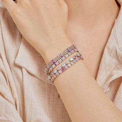 [Clover Jewels]Delicate Colorful Emerald Cut Daily Bracelet