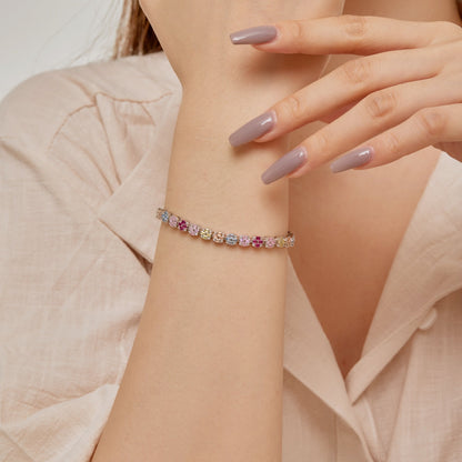 [Clover Jewels]Delicate Colorful Emerald Cut Daily Bracelet