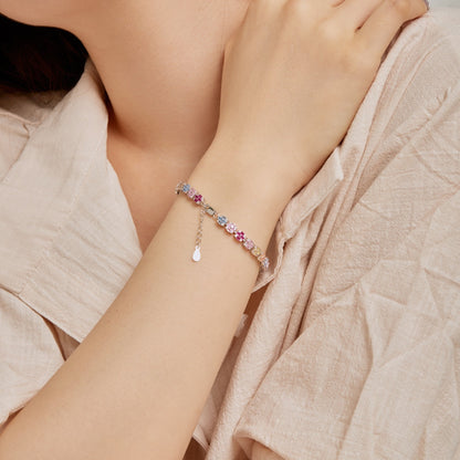 [Clover Jewels]Delicate Colorful Emerald Cut Daily Bracelet