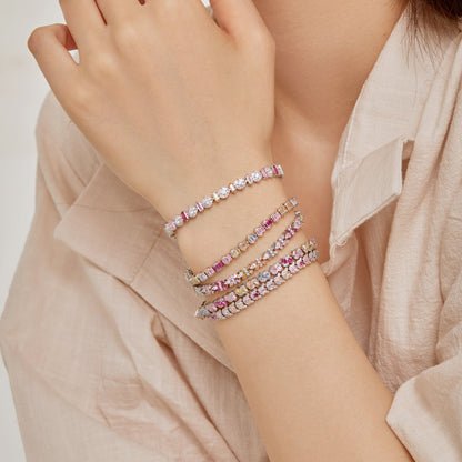 [Clover Jewels]Delicate Colorful Emerald Cut Daily Bracelet