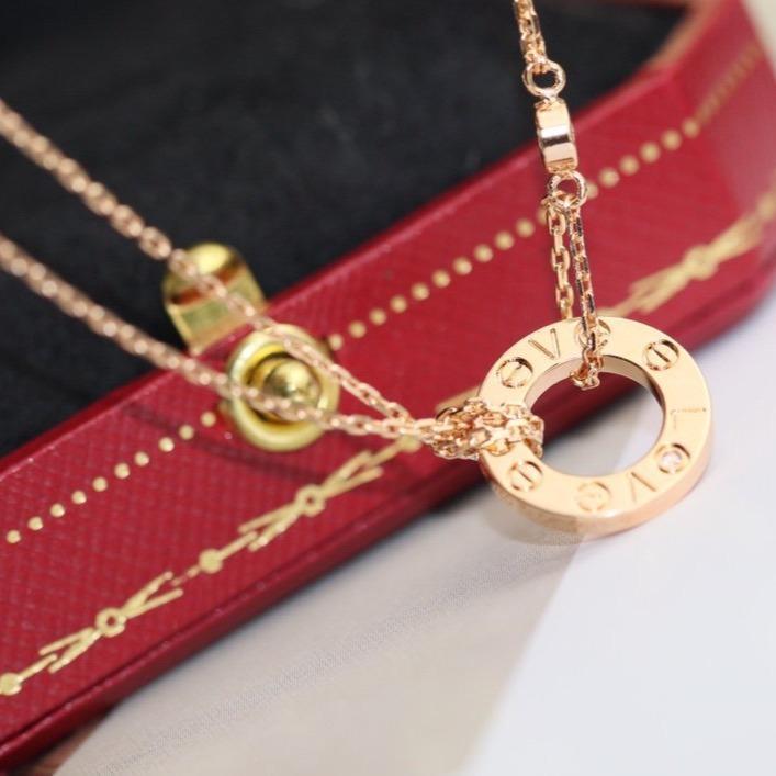 [Clover Jewels]LOVE NECKLACE ADJUSTABLE ROSE GOLD 2 DIAMOND