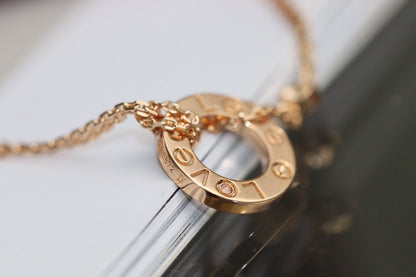 [Clover Jewels]LOVE NECKLACE ADJUSTABLE ROSE GOLD 2 DIAMOND