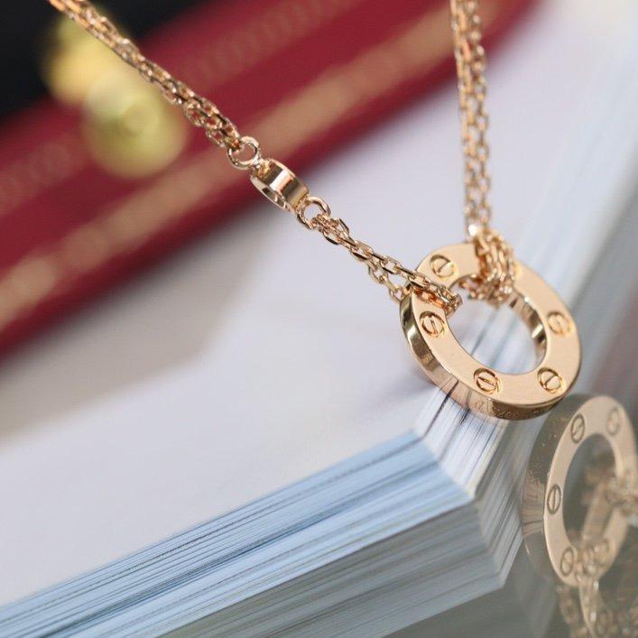 [Clover Jewels]LOVE NECKLACE ADJUSTABLE ROSE GOLD 2 DIAMOND