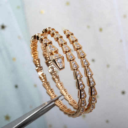 [Clover Jewels]SERPENTI BRACELET PINK GOLD DIAMOND DOUBLE ROW