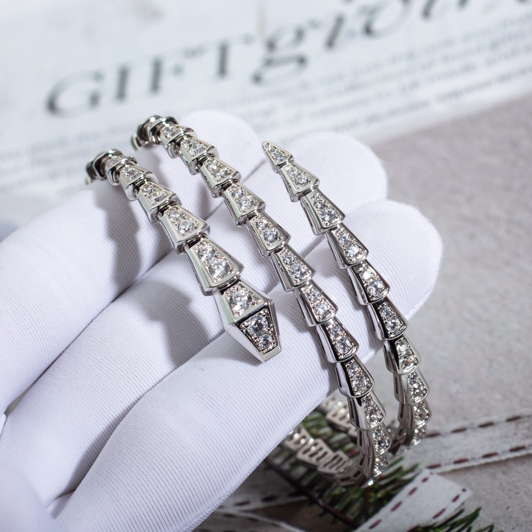 [Clover Jewels]SERPENTI BRACELET SILVER DIAMOND DOUBLE ROW