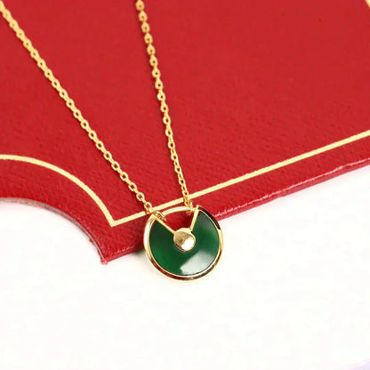 [Clover Jewels]AMULETTE GOLD MALACHITE NECKLACE