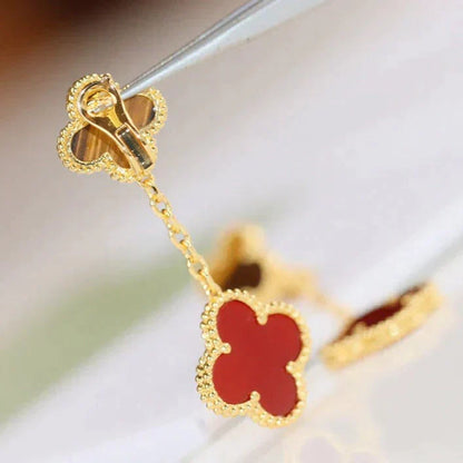 [Clover Jewels]CLOVER  2 MOTIF  TIGER EYE CARNELIAN EARRINGS