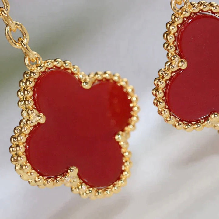 [Clover Jewels]CLOVER  2 MOTIF  TIGER EYE CARNELIAN EARRINGS