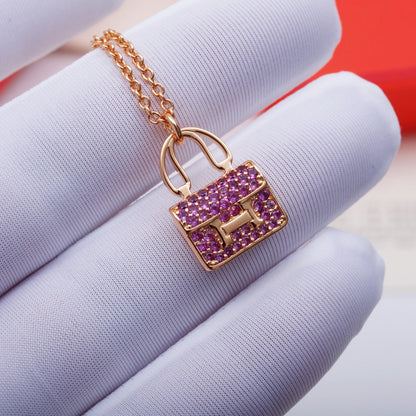 [Clover Jewels]CONSTANCE PEDANT PURPLE DIAMOND NECKLACE