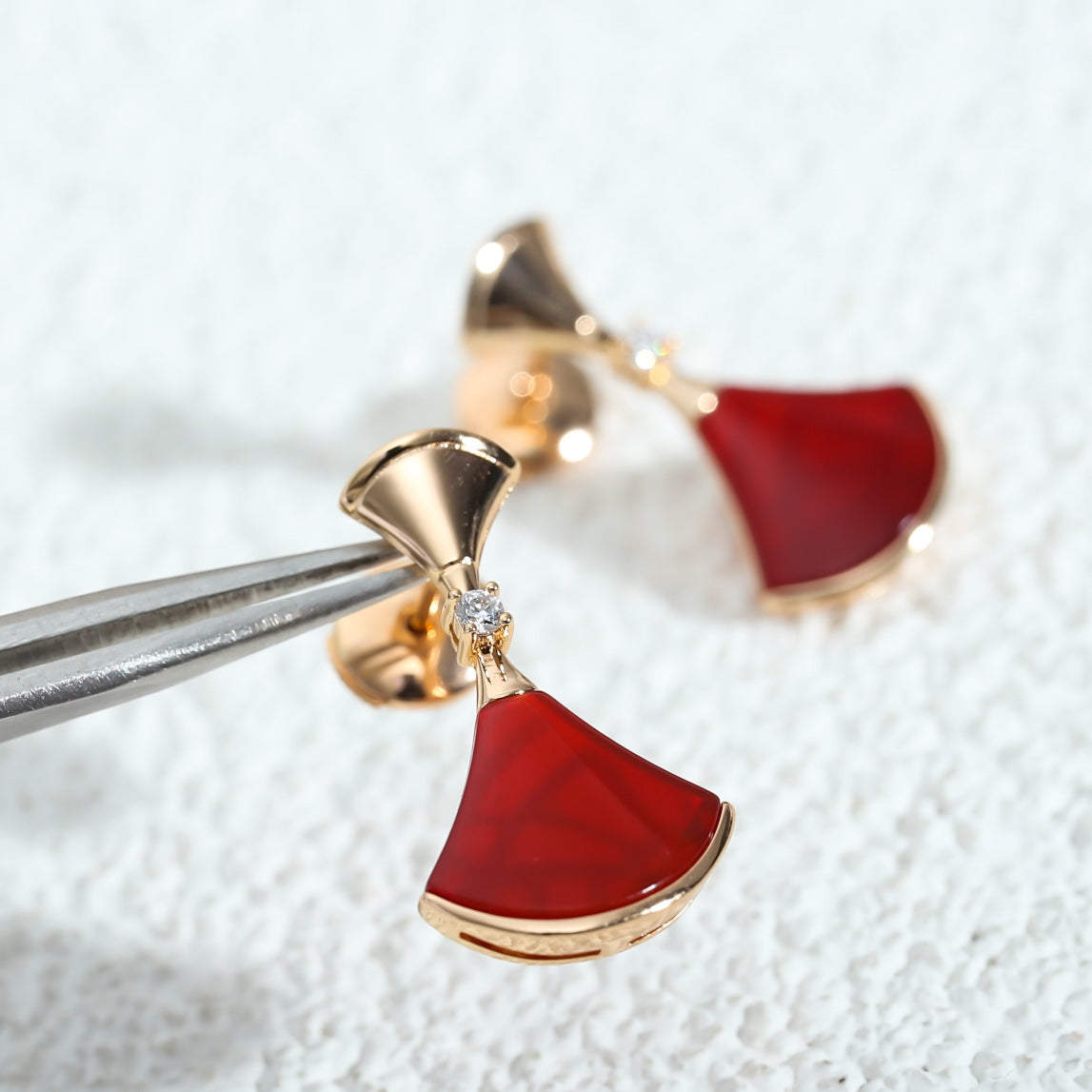 [Clover Jewels]DREAM Carnelian PINK GOLD EARRINGS