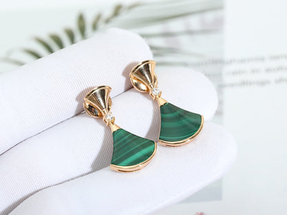 [Clover Jewels]DREAM MALACHITE PINK GOLD EARRINGS