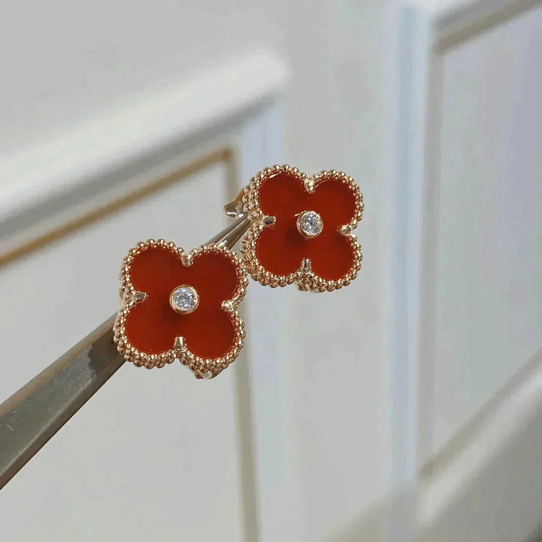 [Clover Jewels]CLOVER MEDIUM 1 MOTIFS CARNELIAN  DIAMOND earrings