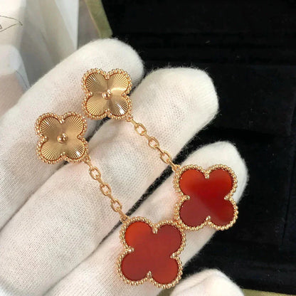 [Clover Jewels]CLOVER 2 MOTIF  LASER CARNELIAN EARRINGS